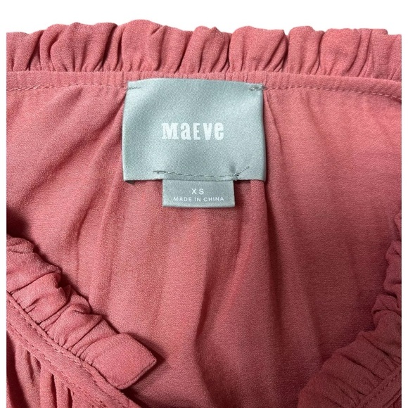 MAEVE Blouse Women XS Coral Cold Shoulder Wrap Front Liesel ANTHROPOLOGIE Top - Picture 4 of 12